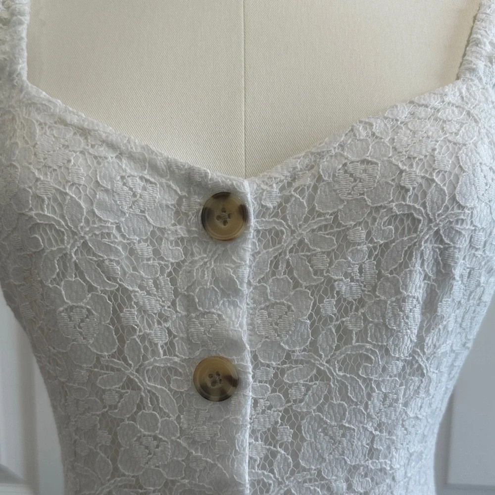 Abercrombie & Fitch White Lace Button-Down Mini Dress Size S